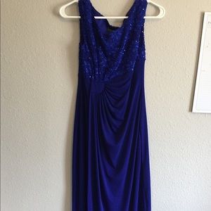 Dark blue long prom dress